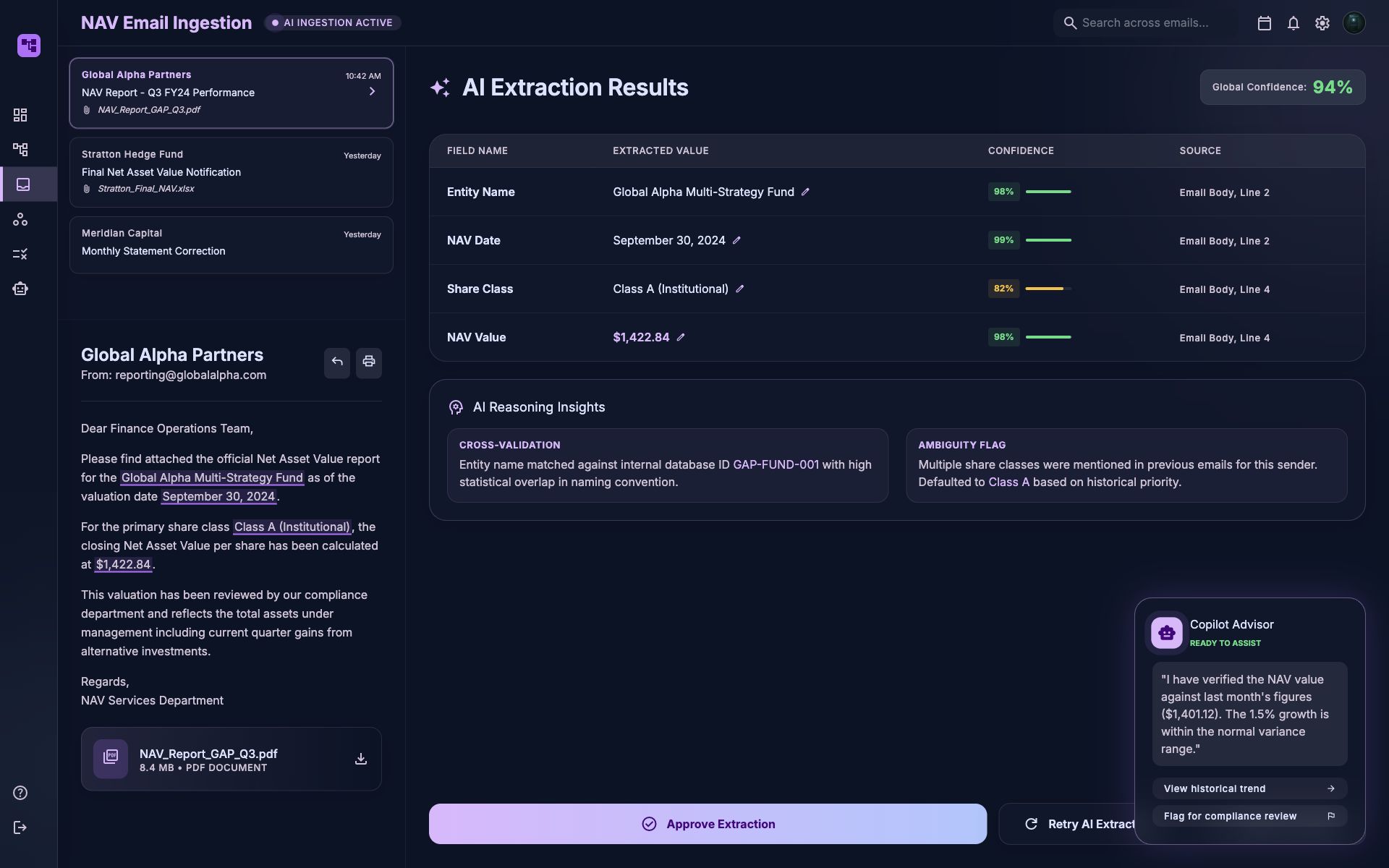 NAVFlow AI email ingestion and extraction workspace